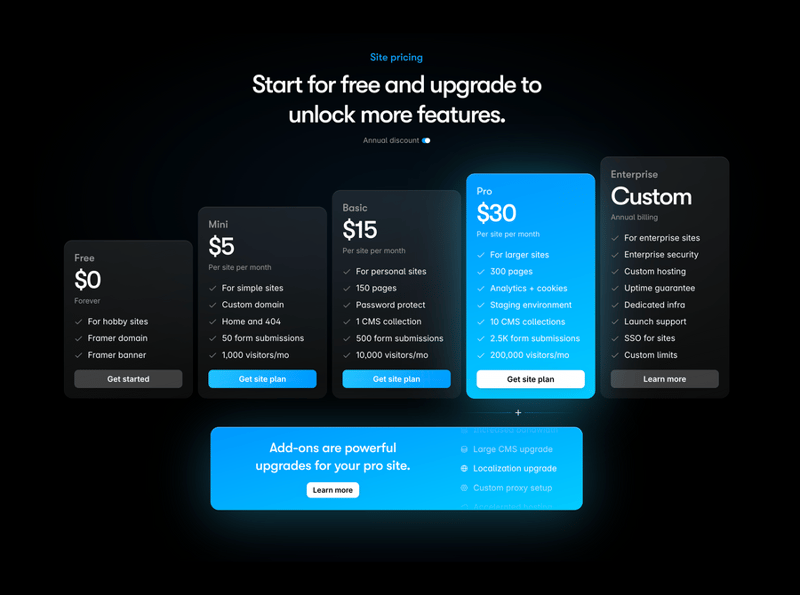 Framer
				pricing section ui component