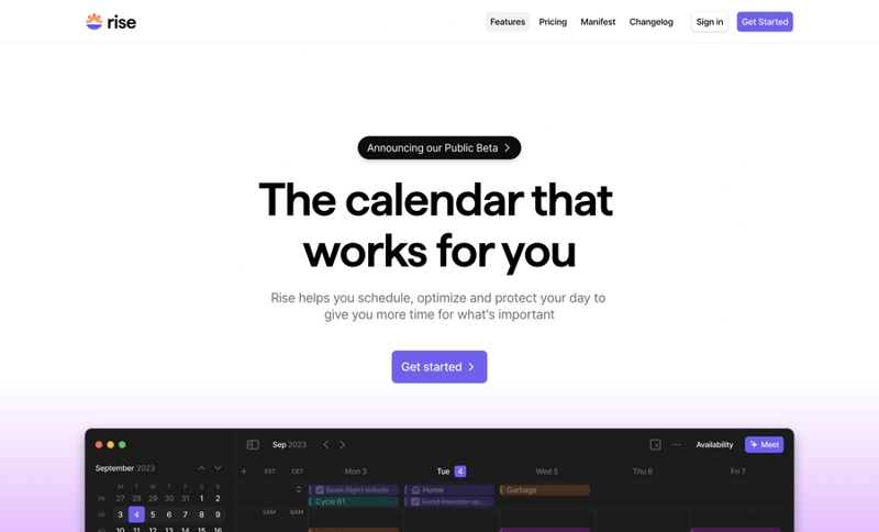 Rise
				hero section ui component
