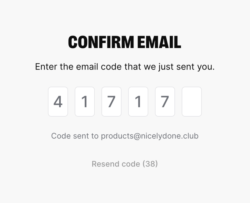 The org
			authentication security email verification ui component