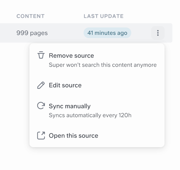 Super — Dropdown menu component
