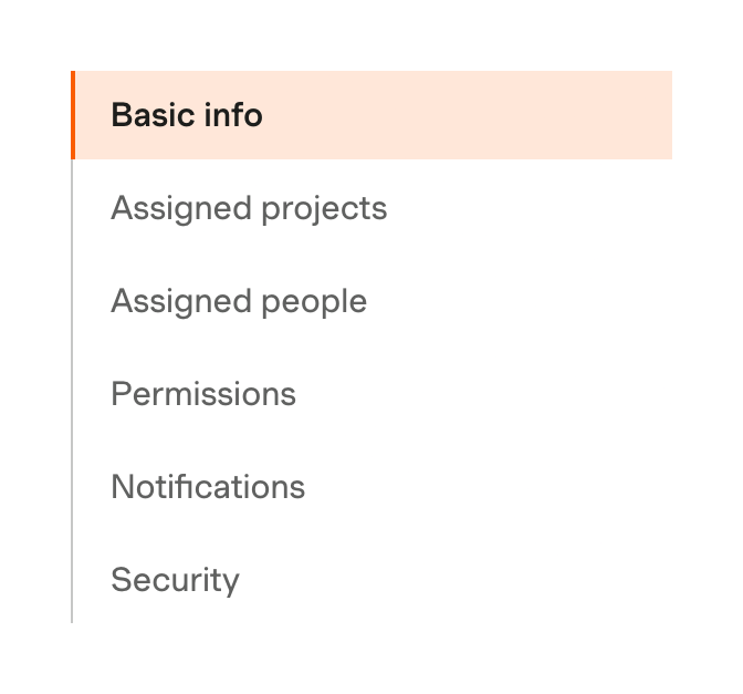 Harvest — Vertical navigation component