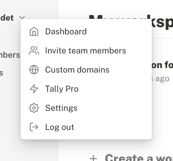 Tally — Dropdown menu component