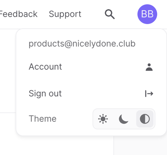 Appwrite — Theme settings component