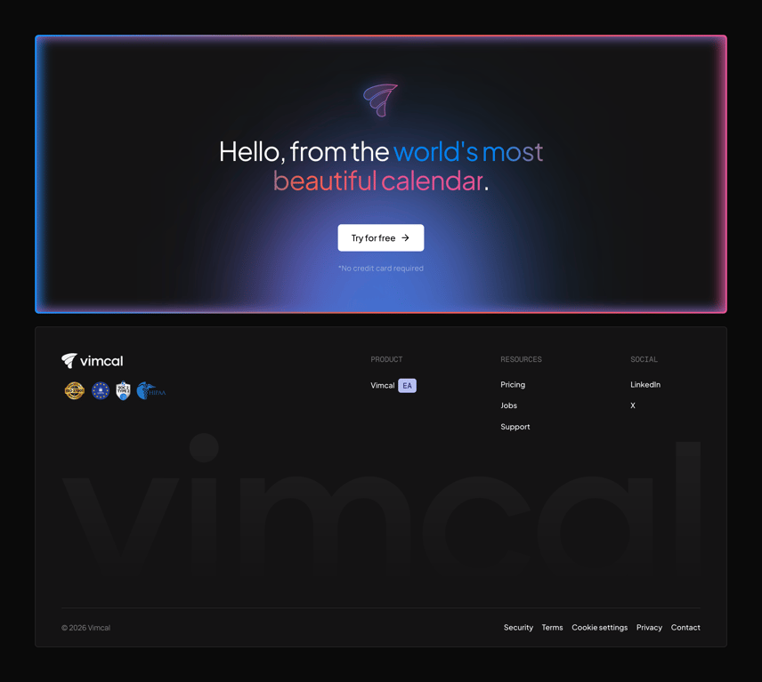 Vimcal component