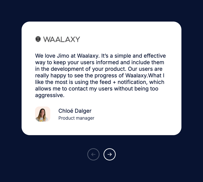 Jimo — Testimonial component