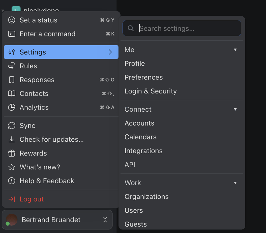 Missive — Dropdown menu component