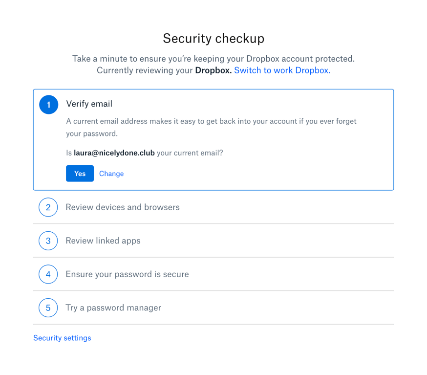 Dropbox — Stepper component