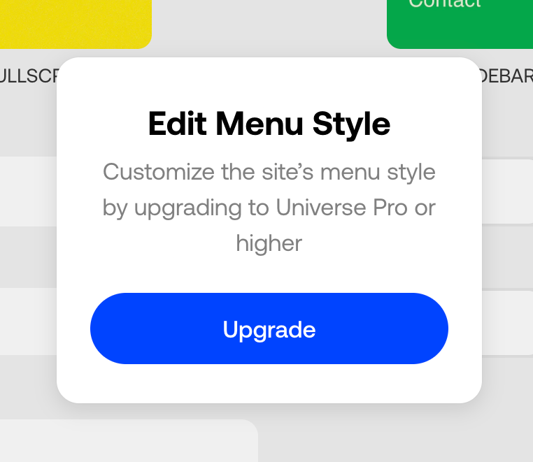 Universe — Upgrade your plan component