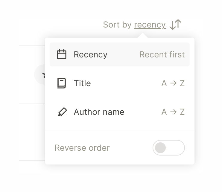 Literal — Sorting & filtering component