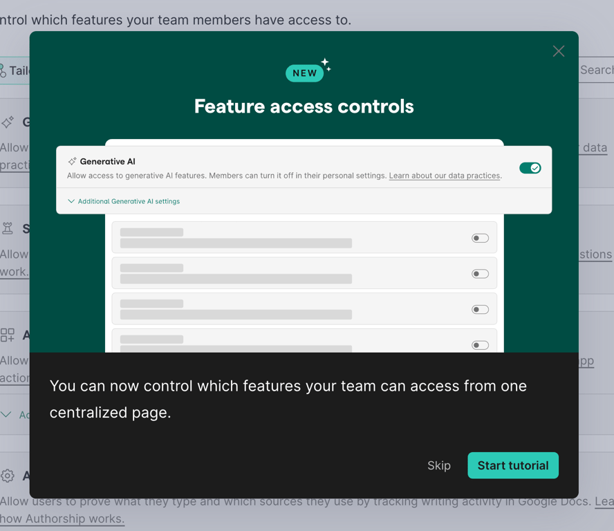 Grammarly — Modal component