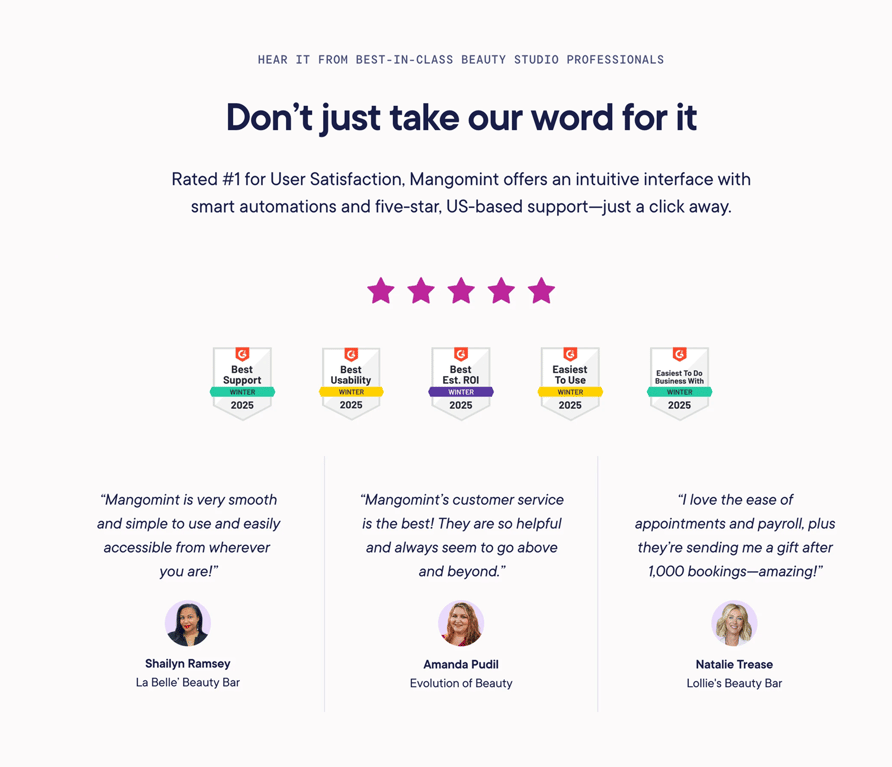 Mangomint — Testimonial component