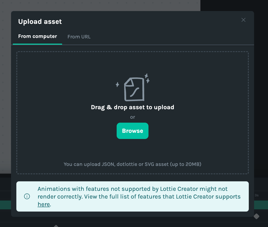 Lottie — File upload input component