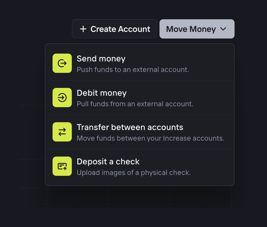 Increase — Dropdown menu component