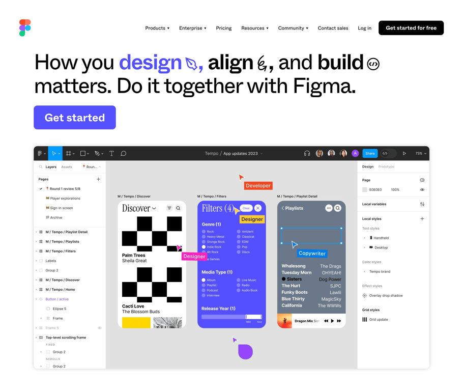 Figma — Hero section component