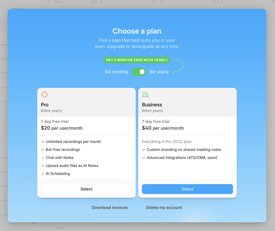 Amie — Pricing section component