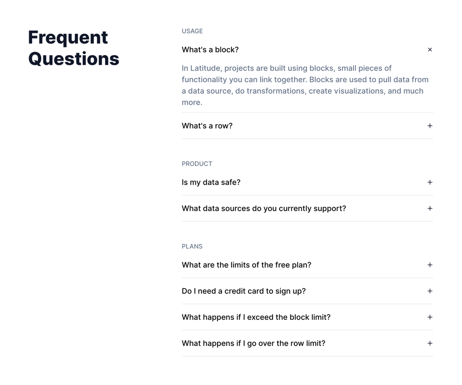 Latitude — FAQ component