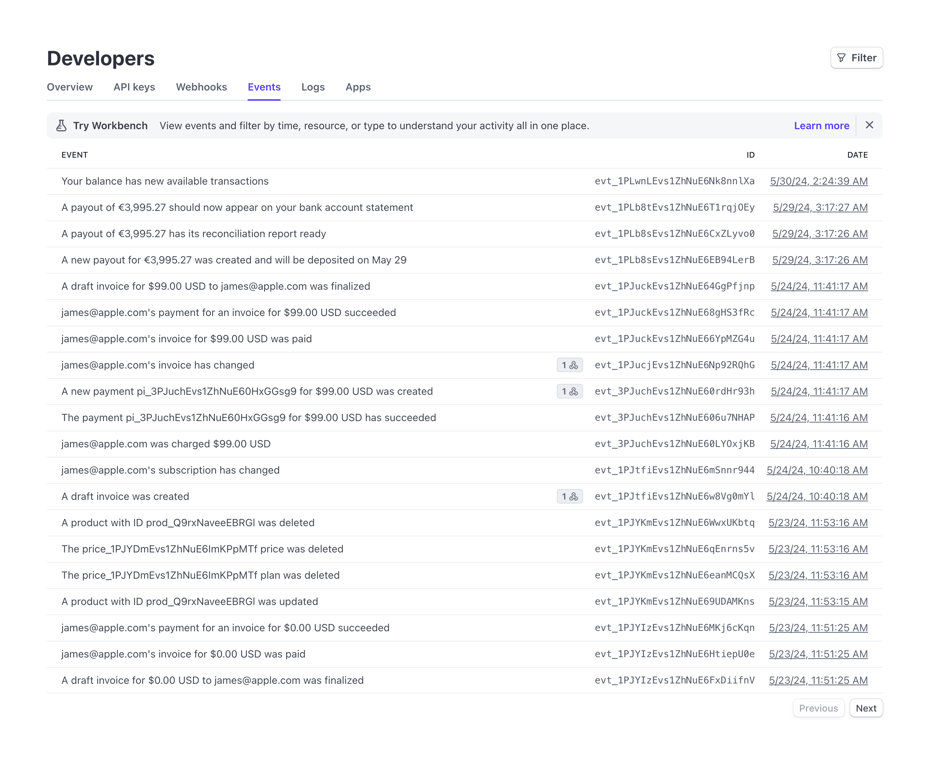 Stripe — Table component