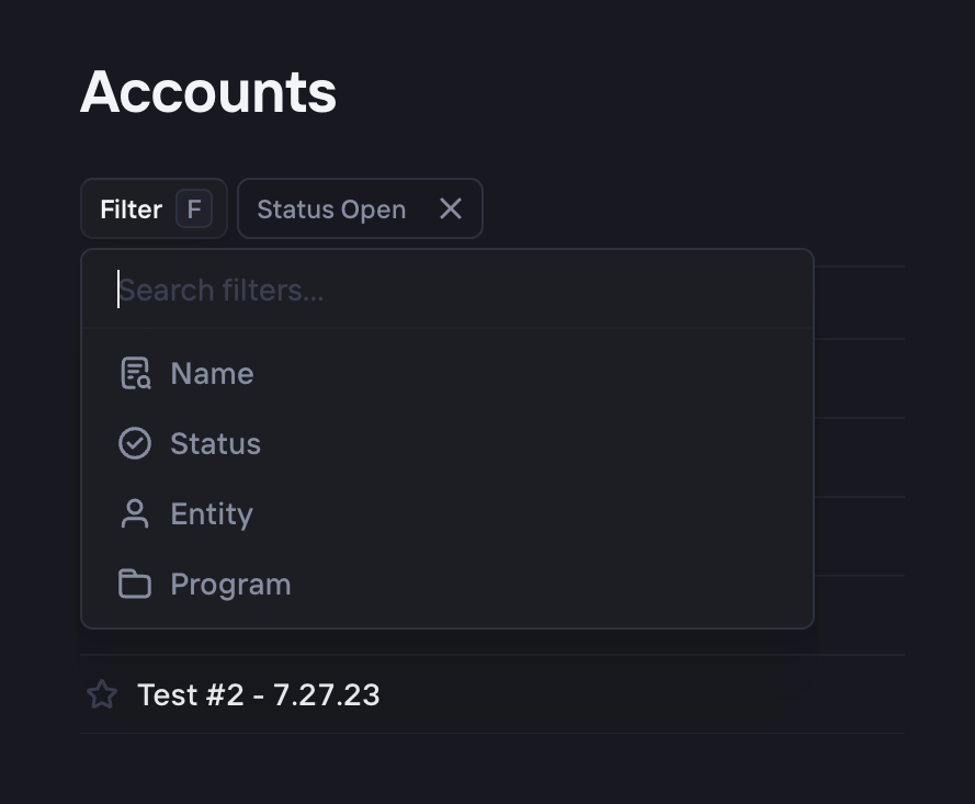 Increase — Sorting & filtering component