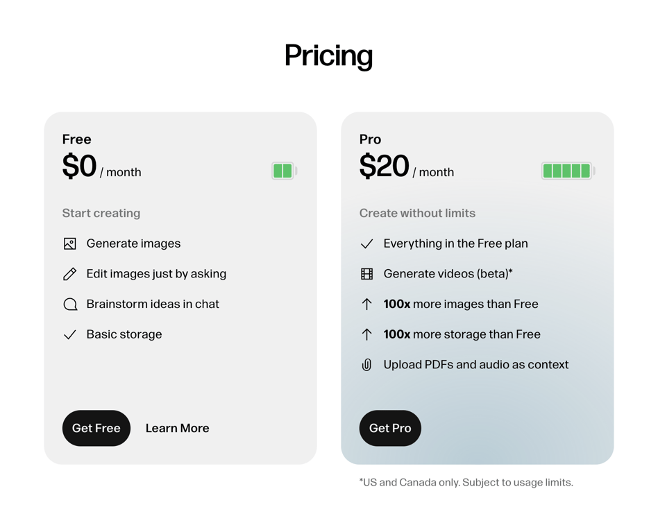 Reve — Pricing section component