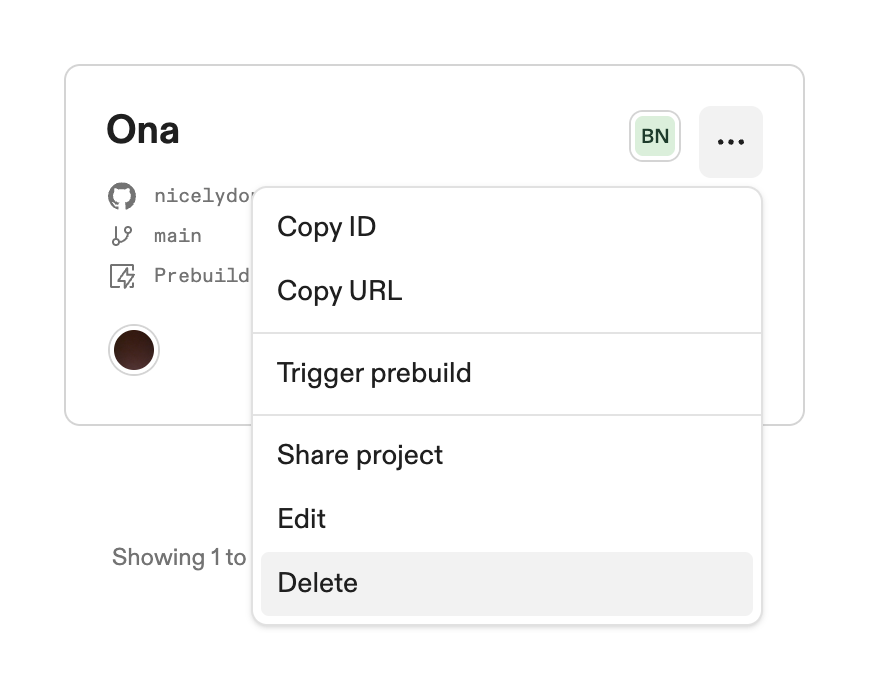 Ona — Dropdown menu component