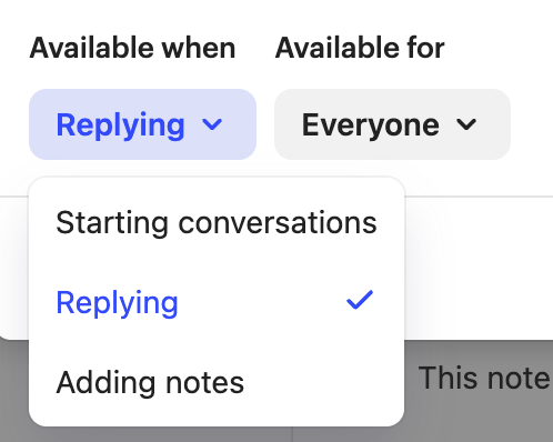 Intercom — Dropdown menu component