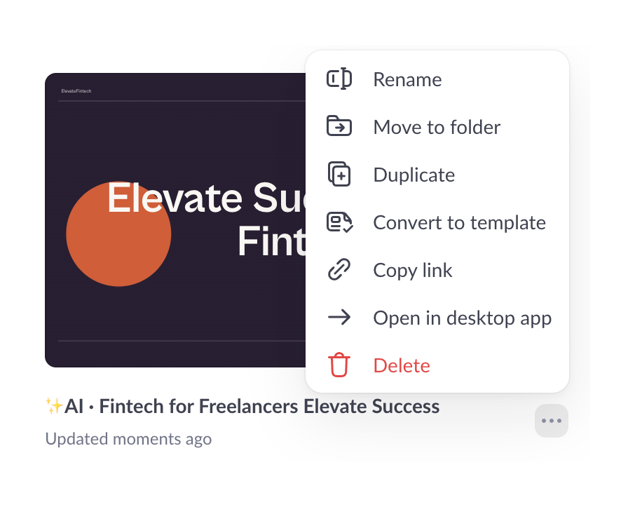 Pitch — Dropdown menu component