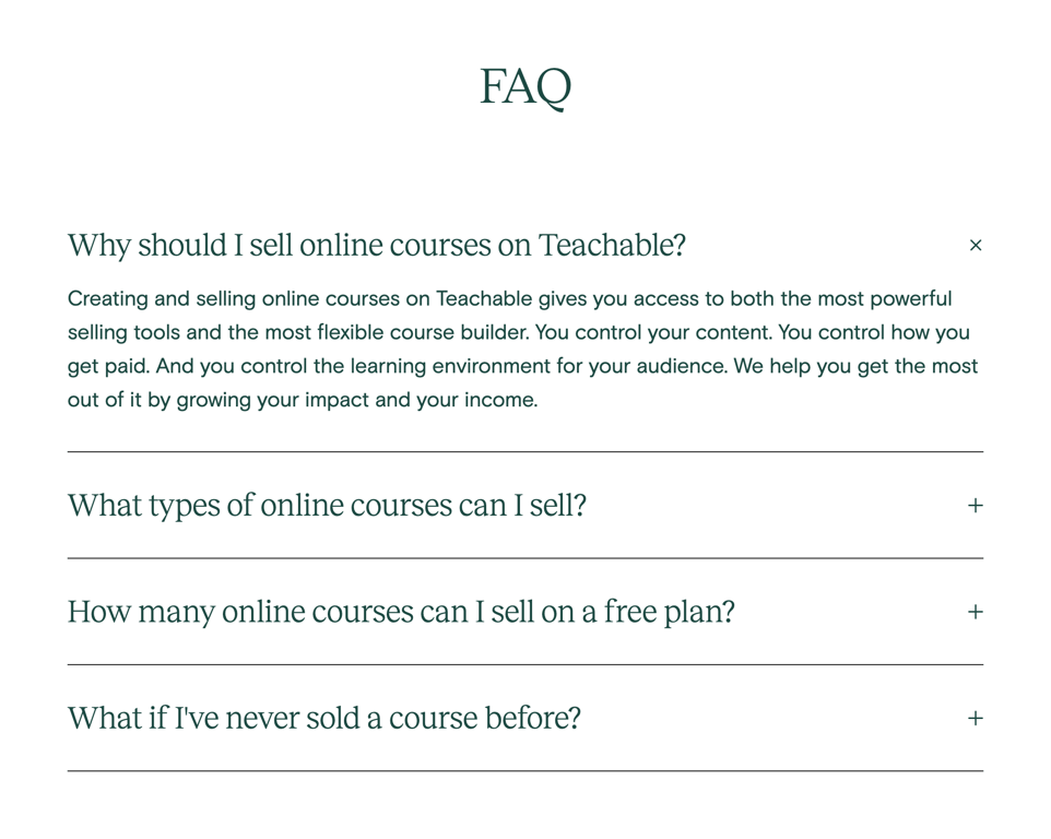 Teachable — FAQ component