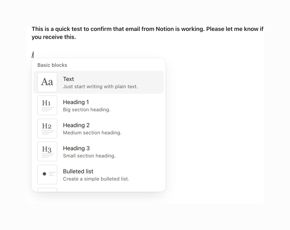Notion Mail — Rich text editor component