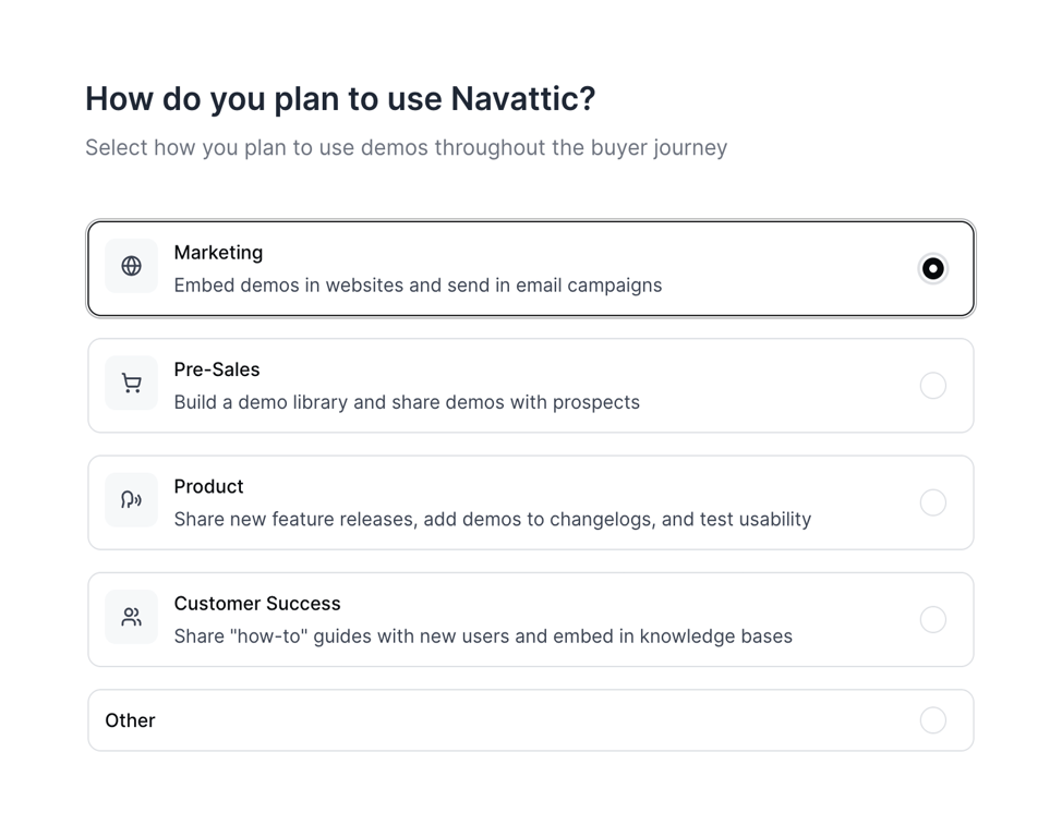 Navattic — Radio button component