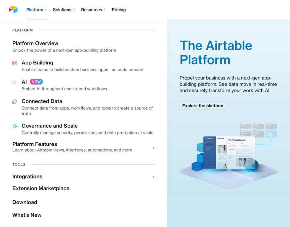 Airtable — Flyout menu component