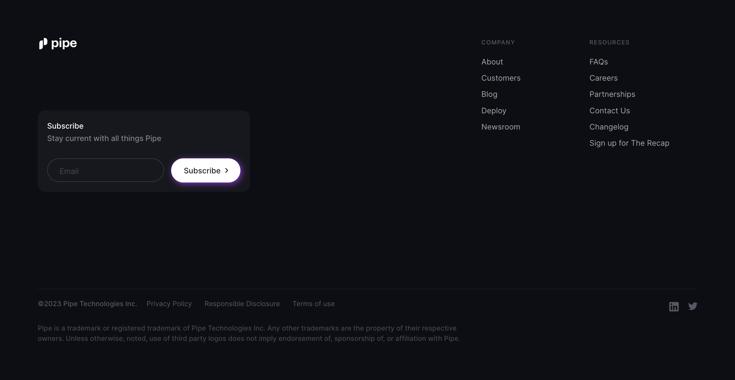 Pipe FooterUI component example