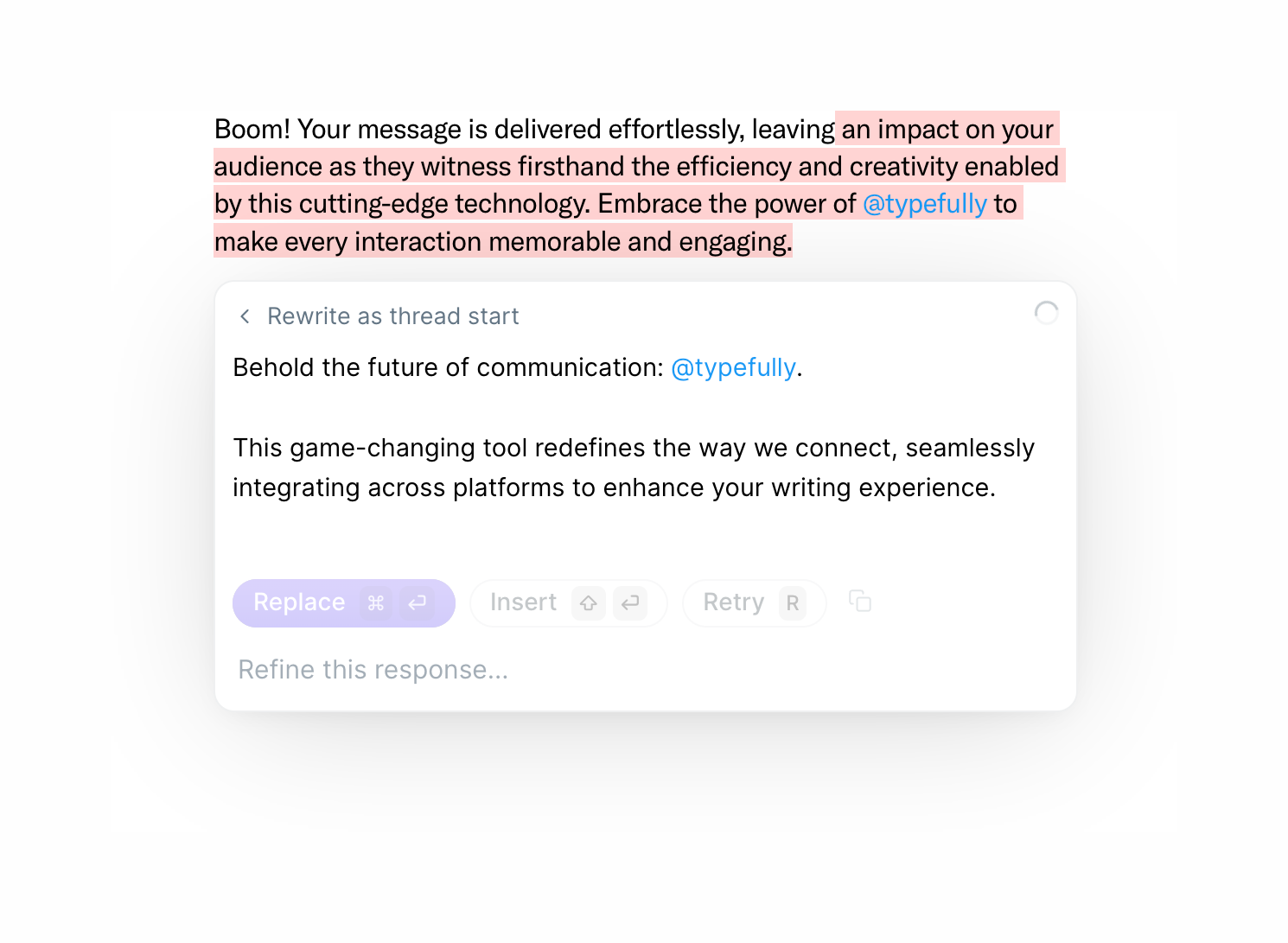 Typefully Artificial intelligenceUI component example