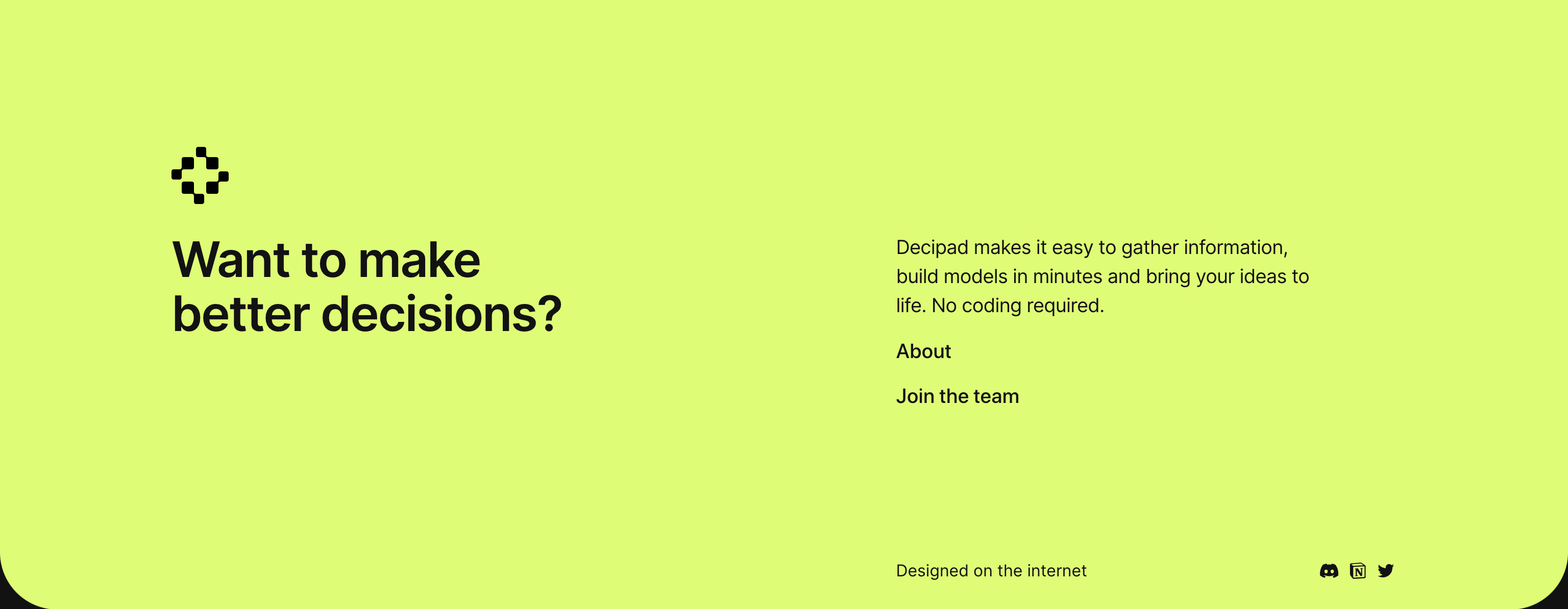 Decipad FooterUI component example