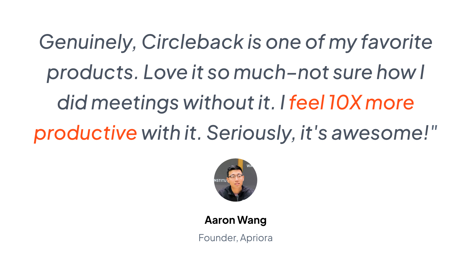 Circleback TestimonialUI component example