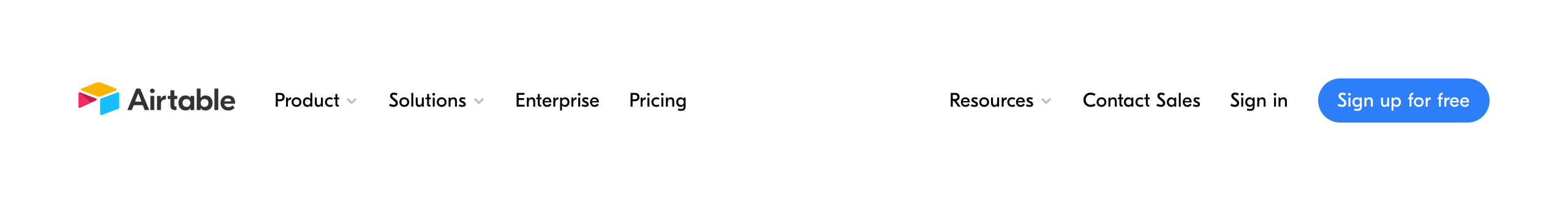 Airtable Horizontal navigationUI component example