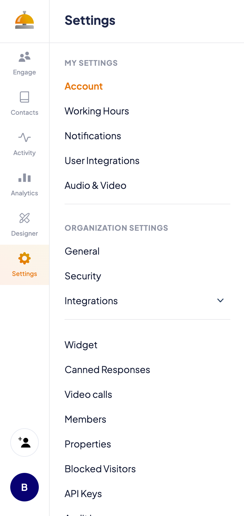 ServiceBell Vertical navigationUI component example