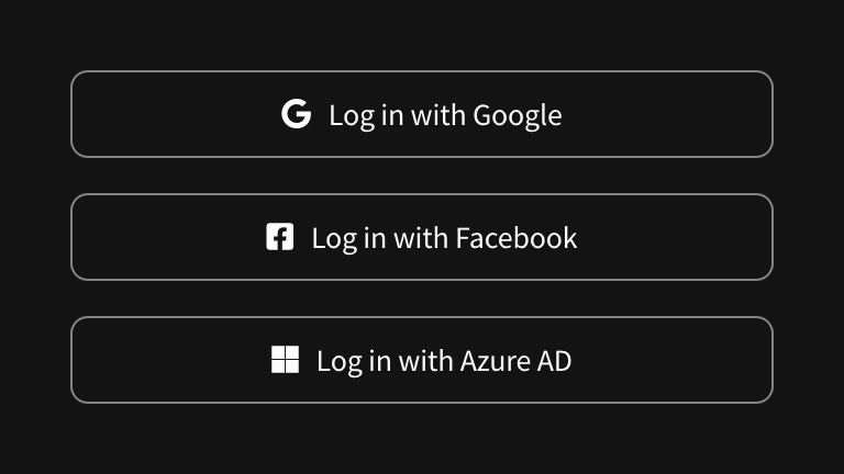Vev Social login buttonUI component example