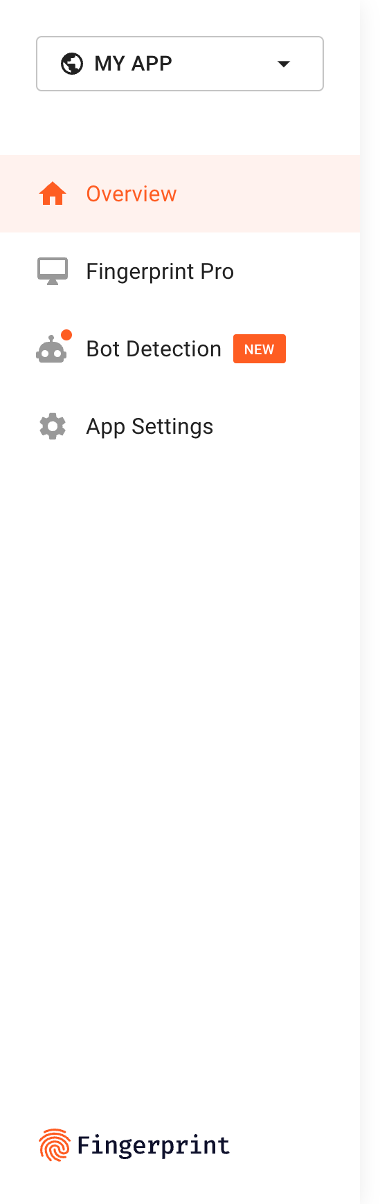 Fingerprint Vertical navigationUI component example