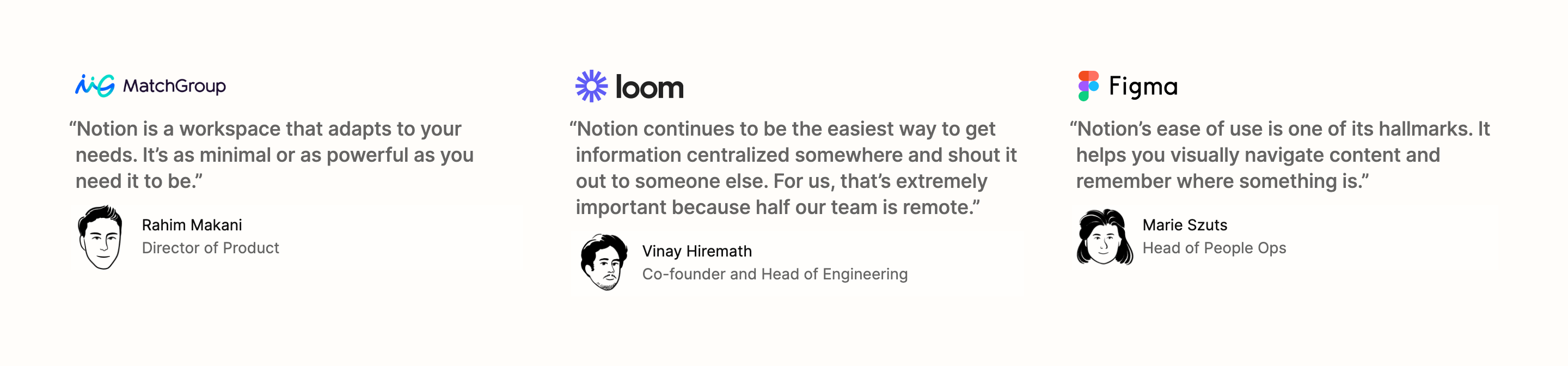 Notion TestimonialUI component example