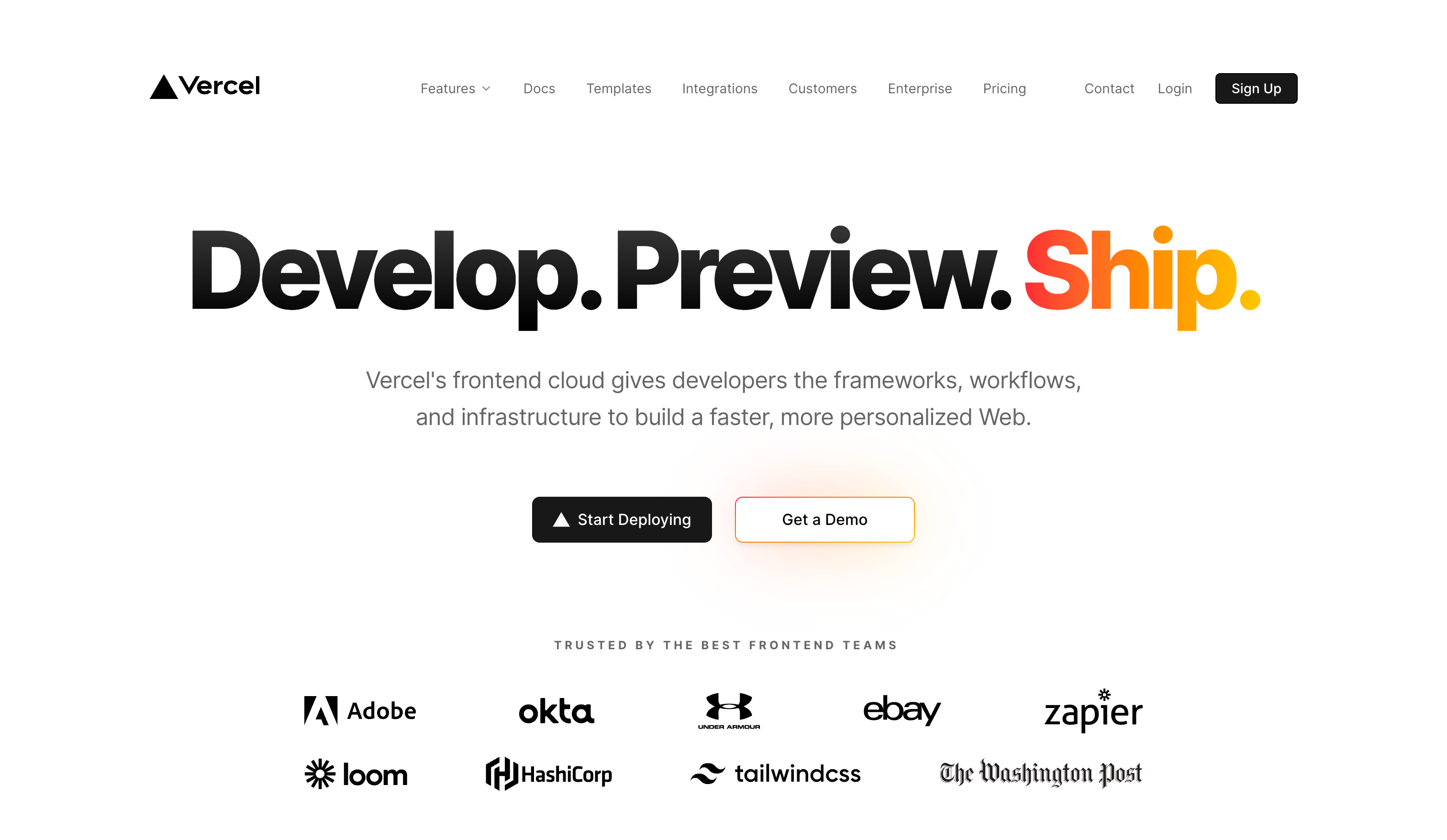 Vercel Hero sectionUI component example