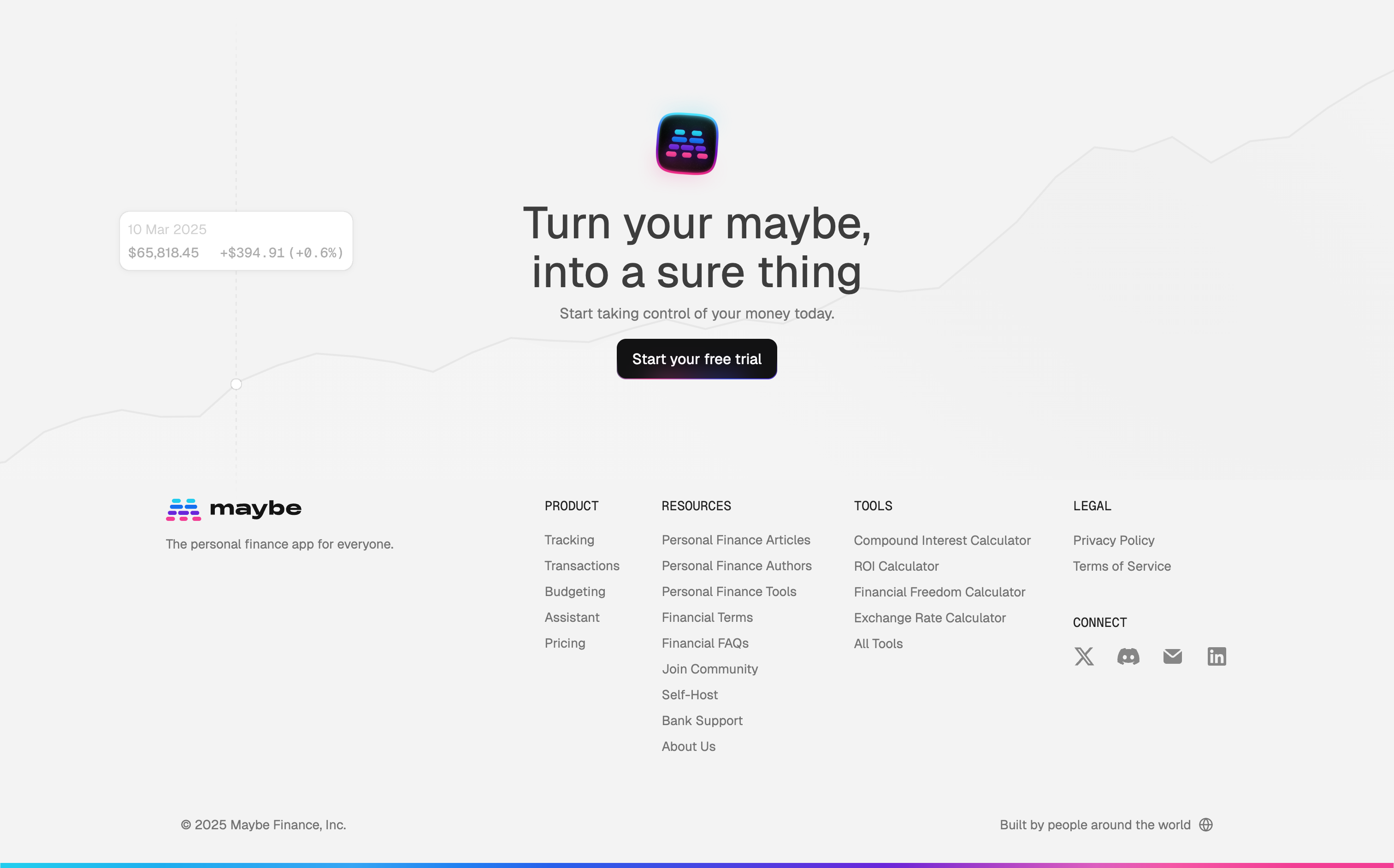 Maybe Finance FooterUI component example