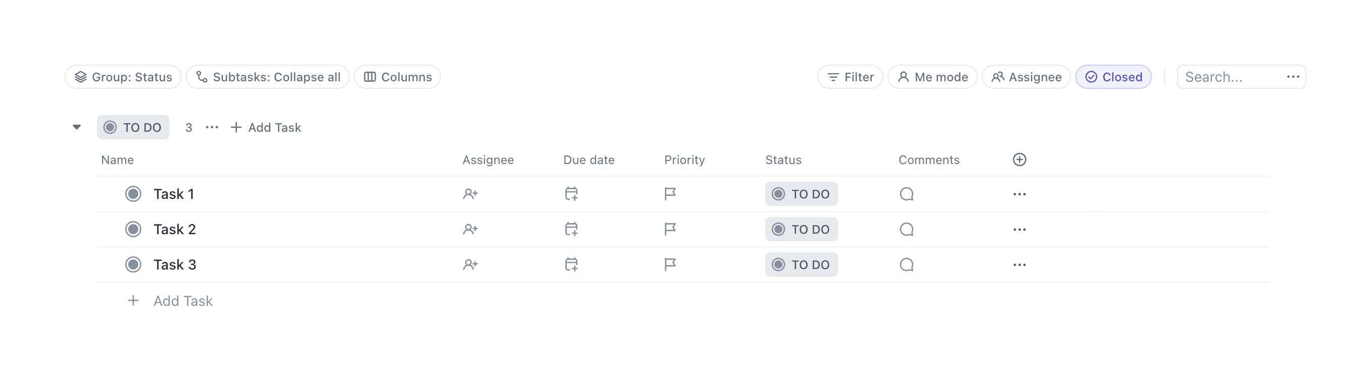 ClickUp TableUI component example