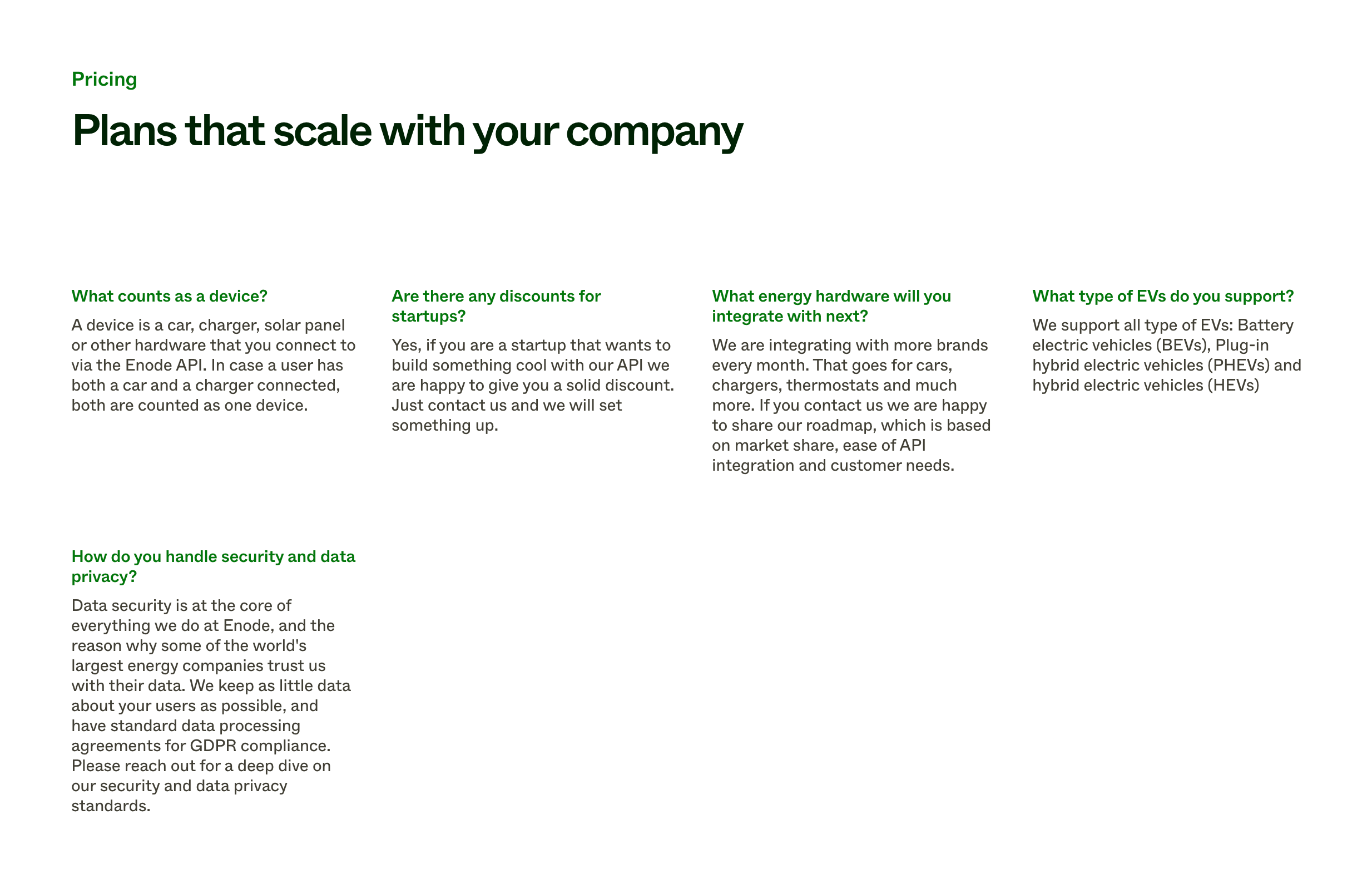 Enode FAQUI component example