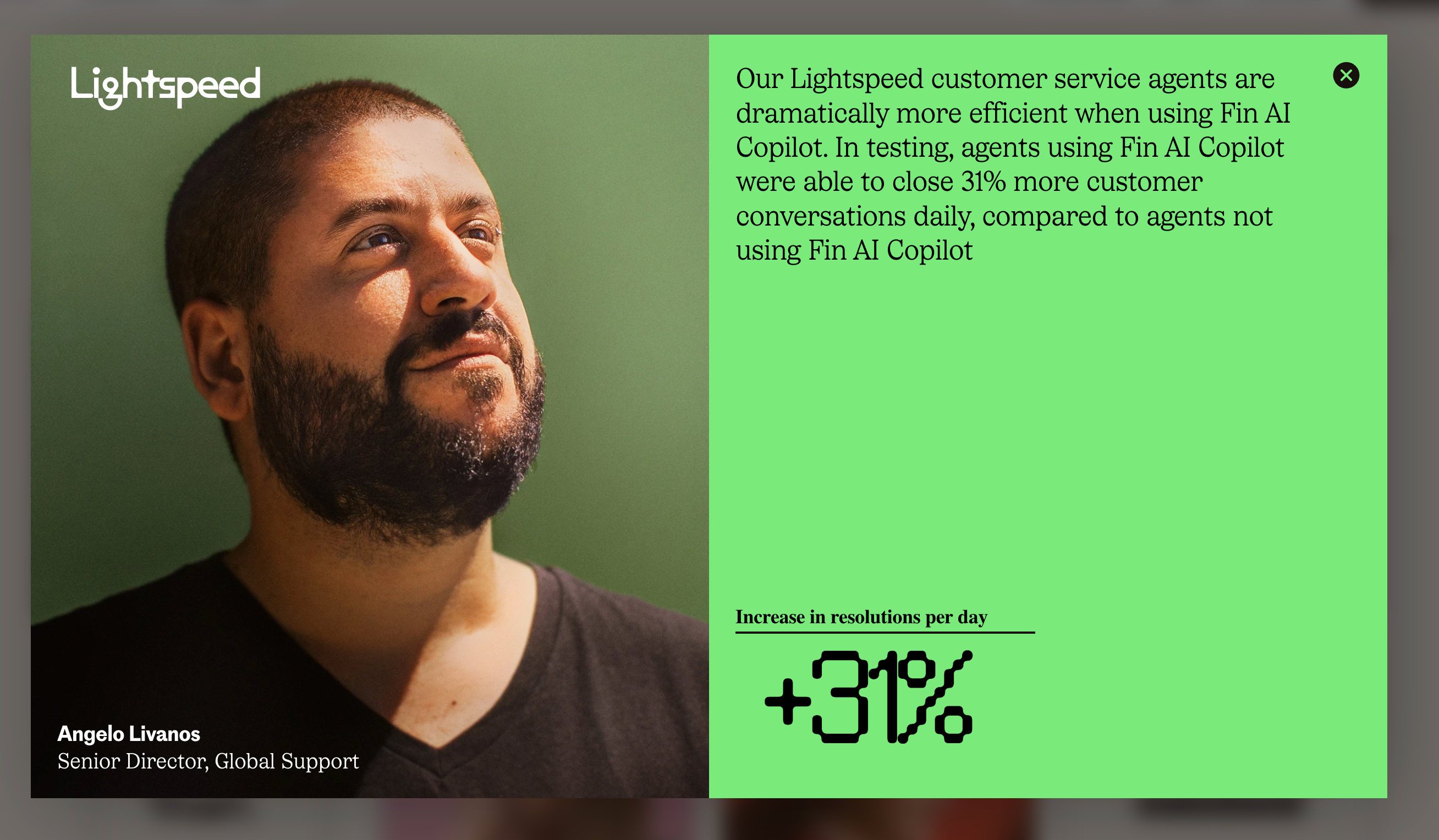 Intercom TestimonialUI component example