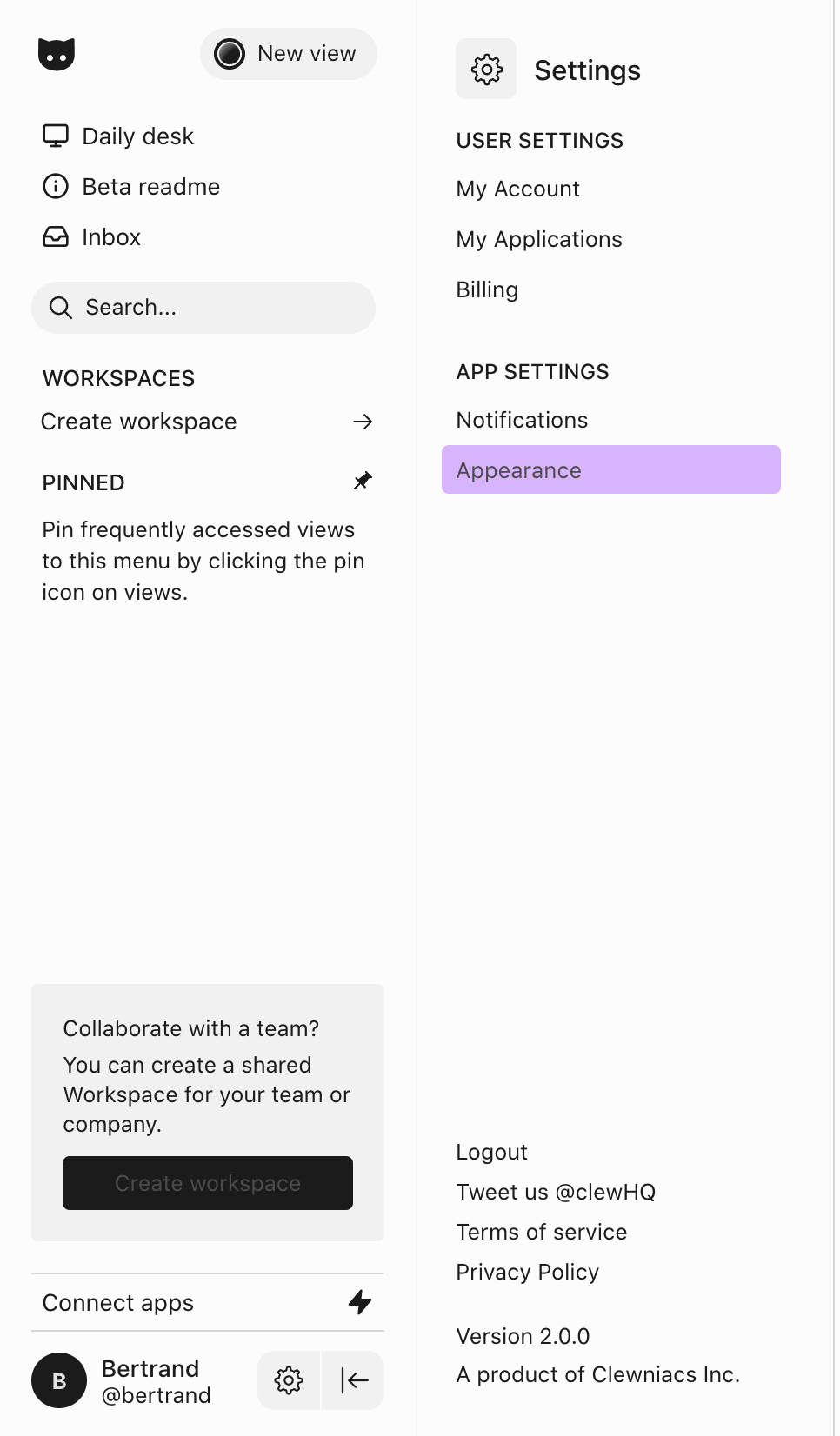 Clew Vertical navigationUI component example