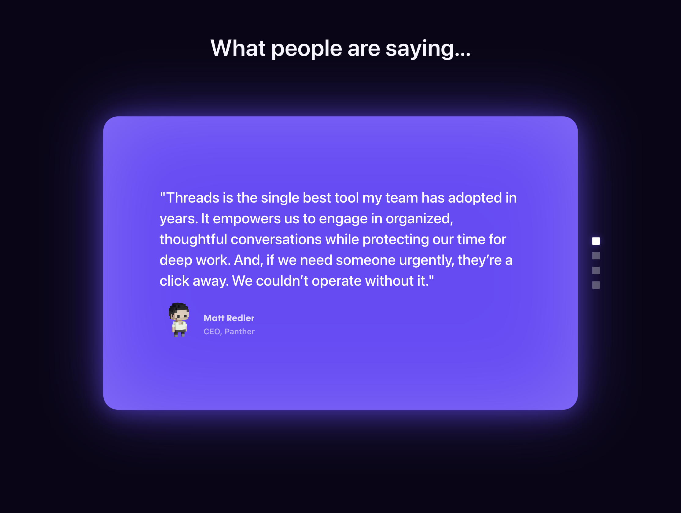 Threads TestimonialUI component example