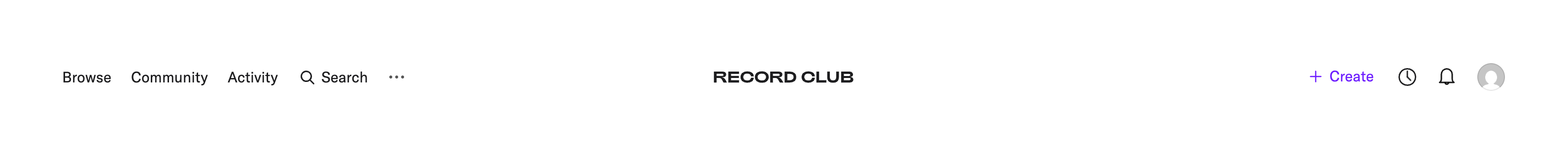 Record club Horizontal navigationUI component example