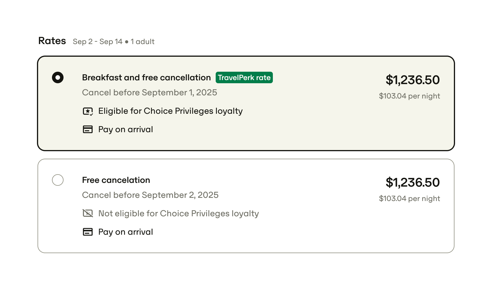 Travelperk Checkbox & radioUI component example