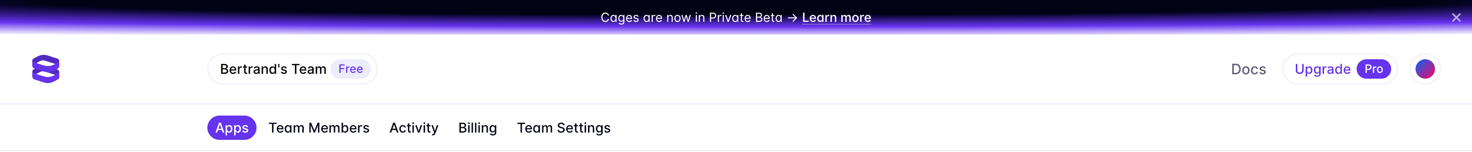 Evervault Horizontal navigationUI component example