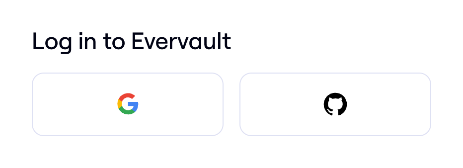 Evervault Social login buttonUI component example
